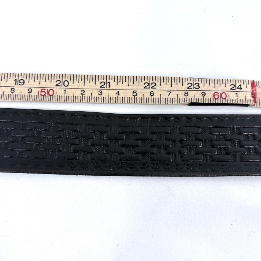 Vogel of Texas Belt Black Basketweave‎ Leather Western Floral Buckle Men Sz 42 - Picture 6 of 7
